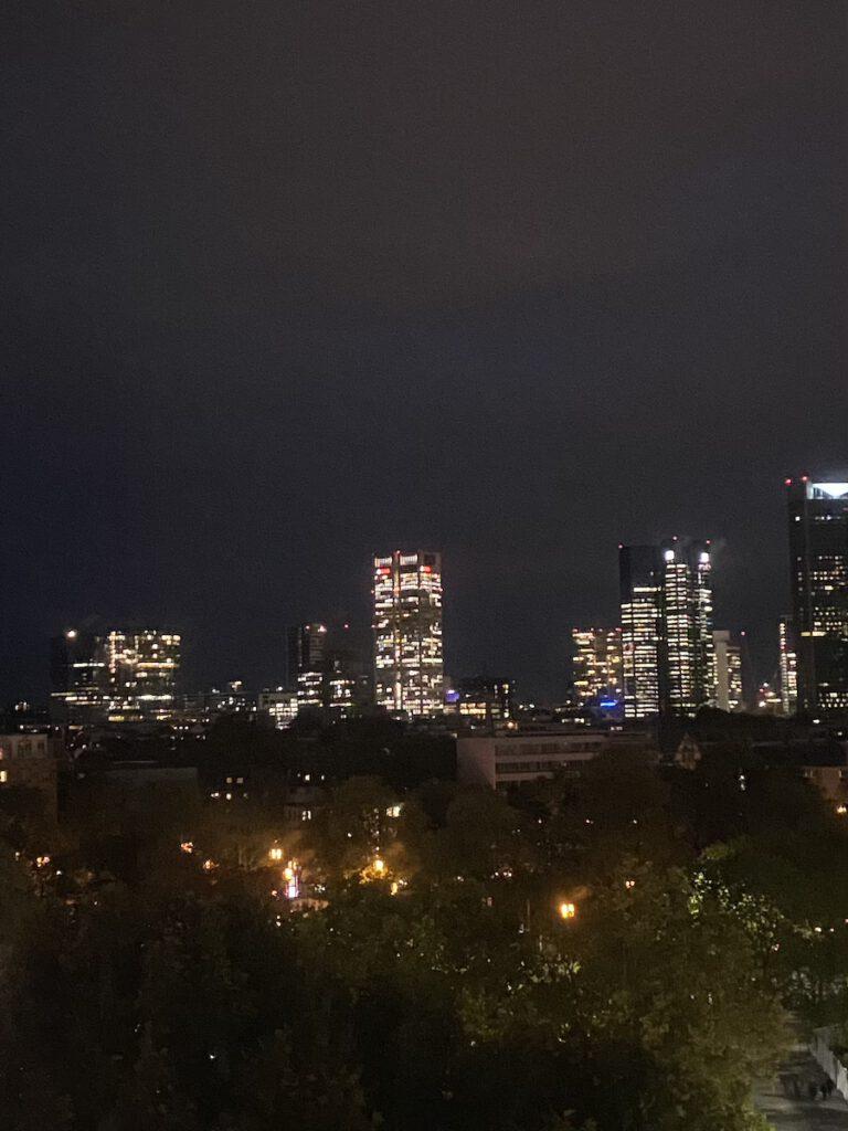 Frankfurter Skyline bei Nacht Buchmesse